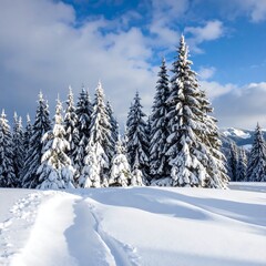Fototapeta premium Snowy forest landscape