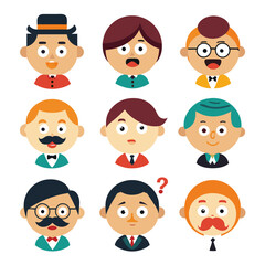 Cartoon Characters Heads for Designs in Vector Style