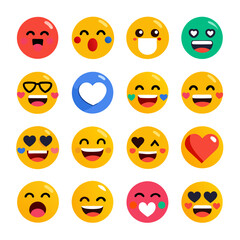 Collection of Colorful Flat Design Emoji Icons Isolated