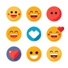 Fototapeta premium Colorful Flat Design Emoji Set on White Background