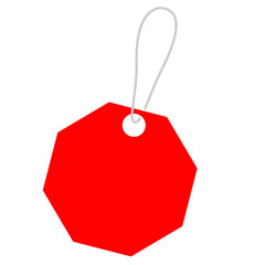 Red blank tag isolated on transparent background