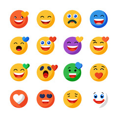 Fototapeta premium Collection of colorful emoji faces expressing different emotions