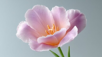 Obraz premium Detailed Pink Flower with Watercolor Texture and Cinematic Lighting on Soft Gray Gradient Background