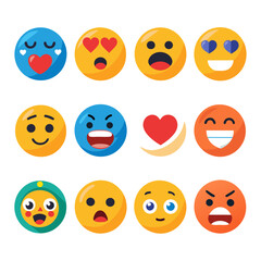 Diverse emoji collection depicting various emotions and expressions