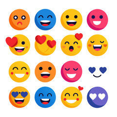 Obraz premium Collection of vector emoji characters on white background