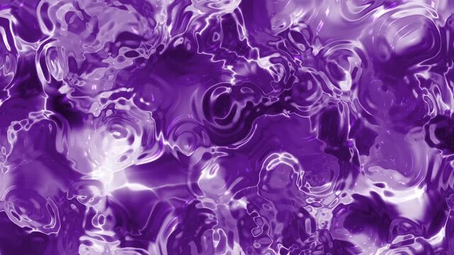 Abstracts Plastic Water, Abstract Purple Liquid Surface with Swirling Patterns and Light Reflections Animation,  Stock royalty free video.