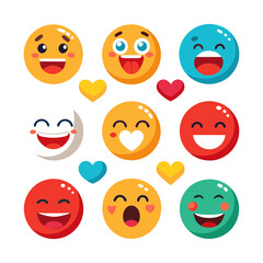 Collection of flat design emoji icons expressing different emotions