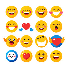 Fototapeta premium Collection of cheerful emoji icons on a clean white background