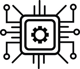 Modern ai chip design technology symbol with circuitry and gear for innovation