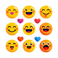 Collection of bright vector emoticons on a white background