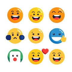 Fototapeta premium Variety of flat design emoji expressions on a white background