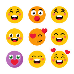 Collection of flat design emoji characters on white background