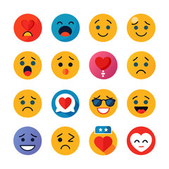 Obraz premium Collection of colorful emoji characters expressing various emotions
