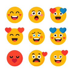 Fototapeta premium Collection of expressive cartoon emoji faces on white background