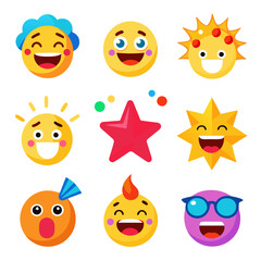 Collection of Fun and Expressive Flat Design Emoji Characters