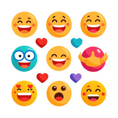 Fototapeta premium Collection of Emoticons Expressing Different Emotions on White Background