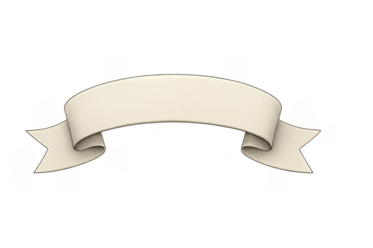 Vintage cream ribbon banner scroll on transparent background
