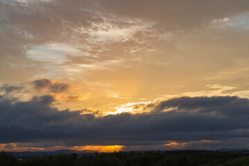 The evening glow scenery in Hokkaido