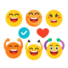 Vector illustration of happy and playful emoji collection