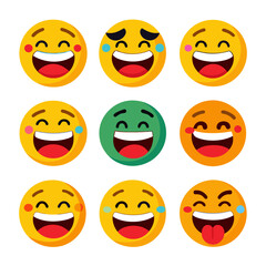 Collection of fun and expressive emoji face illustrations