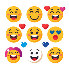 Collection of happy and emotive emoji faces illustration design