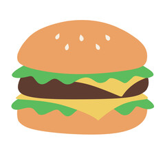 Cartoon doodle cheeseburger sandwich flat illustration