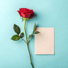 red rose and blank card