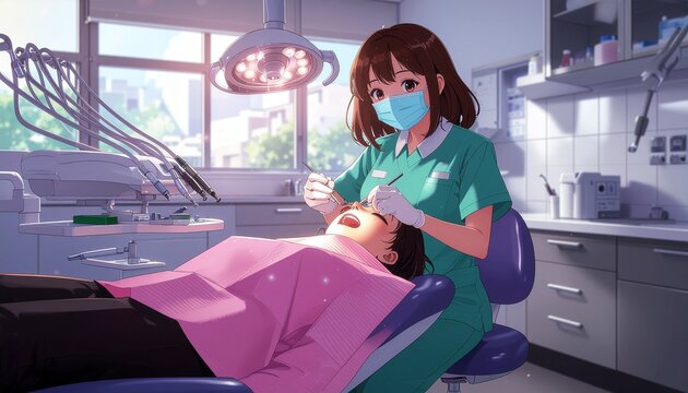 illustration dentist at work