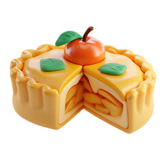 Delicious Apple Pie 3D Render with Food Dessert.