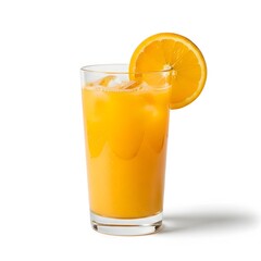 Fototapeta premium Fresh orange juice in a tall glass, isolated on a black background.