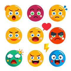 Collection of colorful emoji icons expressing diverse human emotions