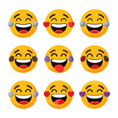 Fototapeta premium Set of laughing emojis with various emotional expressions
