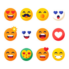 Obraz premium Collection of expressive and colorful emoji characters on white background