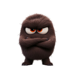 Fototapeta premium Grumpy furry cartoon monster with angry expression