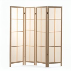 Elegant Four-Panel Room Divider with Translucent Inlays Offers Privacy and Style white background