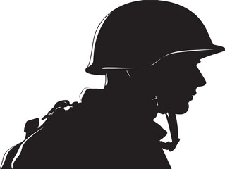 Military silhouette icon vector illustration solid black armed forces symbol