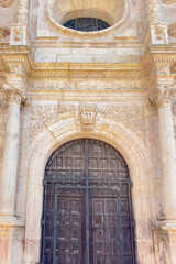 Scenic view of the facade of Saint Nicholas church in the medieval town of Pancorbo, Burgos province, Spain. High quality photography