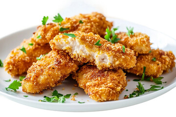 Golden brown chicken nugget freshly cooked at home isolated on transparent background