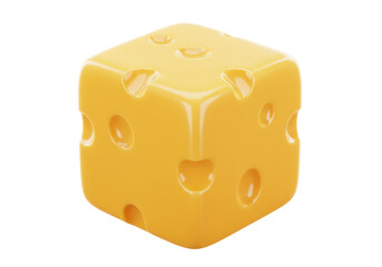 Cheese cube PNG illustration isolated on transparent background Delicious dairy product with holes Food concept 3D rendering