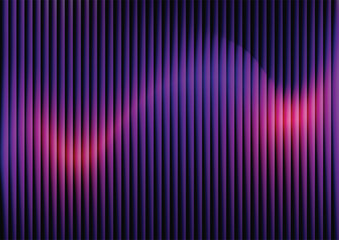 Abstract stereo sound wave background, purple and pink vertical lines. Digital vector abstract gradient background with a futuristic glowing light and 3D illusion effect.