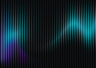 Abstract stereo sound wave background, blue and purple vertical lines. Digital vector abstract gradient background with a futuristic glowing light and 3D illusion effect.