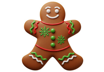 Isolated gingerbread man cookie with festive icing decorations a sweet holiday treat for Christmas and winter celebrations