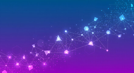 Cyber Wave: This captivating illustration features an intricate network of connected nodes, floating across a vibrant gradient background.