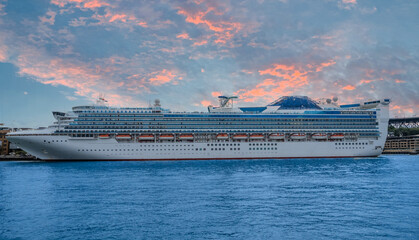 Cruise Liner in Circular Quay on Sydney harbour NSW Australia 