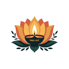 Lotus flower with inner light and text diya lamp
