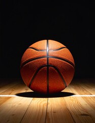 Basketball on hardwood floor
