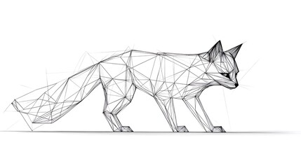 Obraz premium Wireframe Fox Silhouette Vector Art Design Illustration