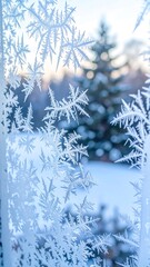 Winter frost patterns on a window