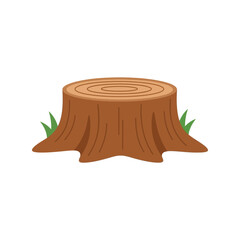 Cartoon tree stump with green grass isolated object nature element design vector