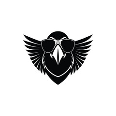 Condor head silhouette with outstretched wings vector art illustration